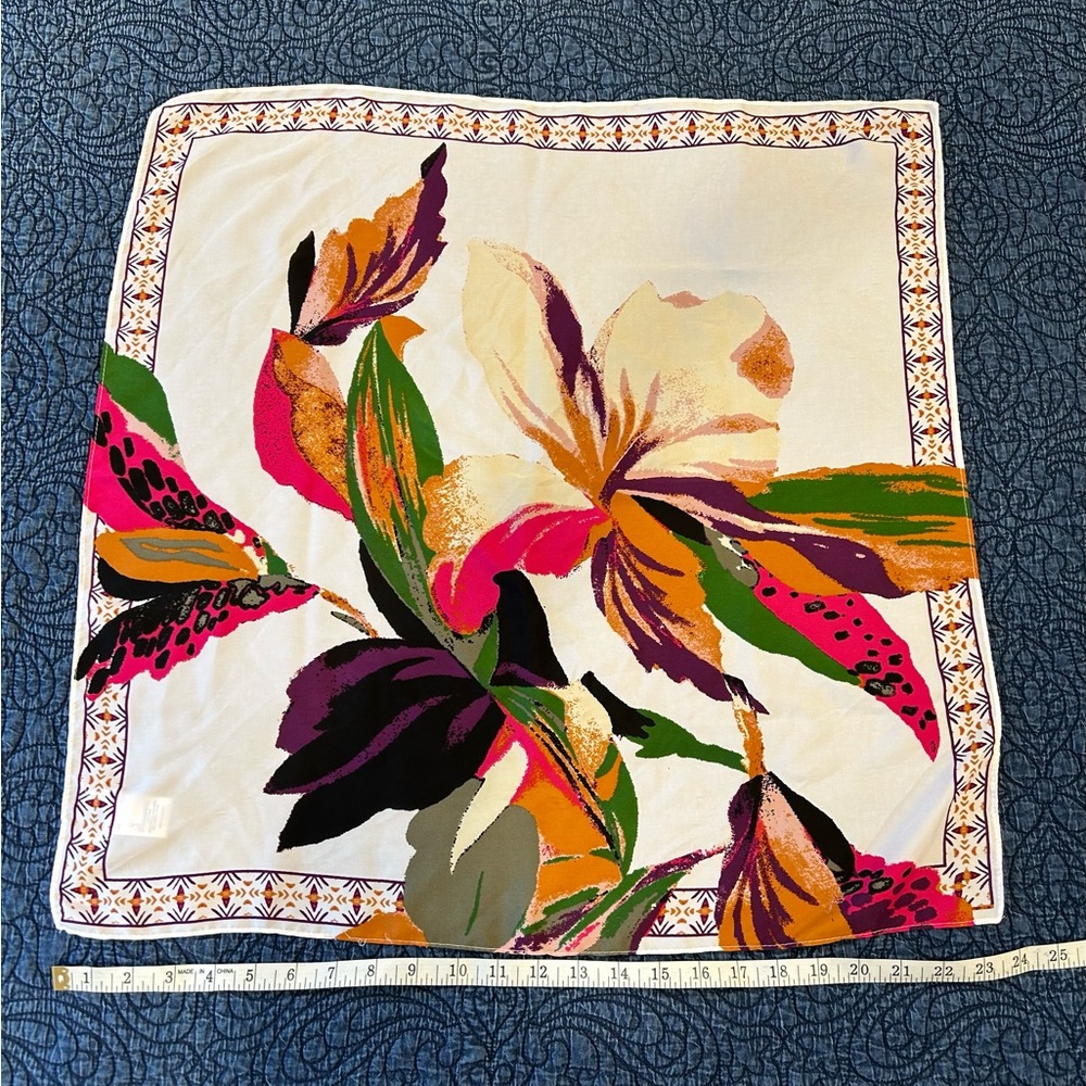 A New Day Cream and Purple Patterned Scarf